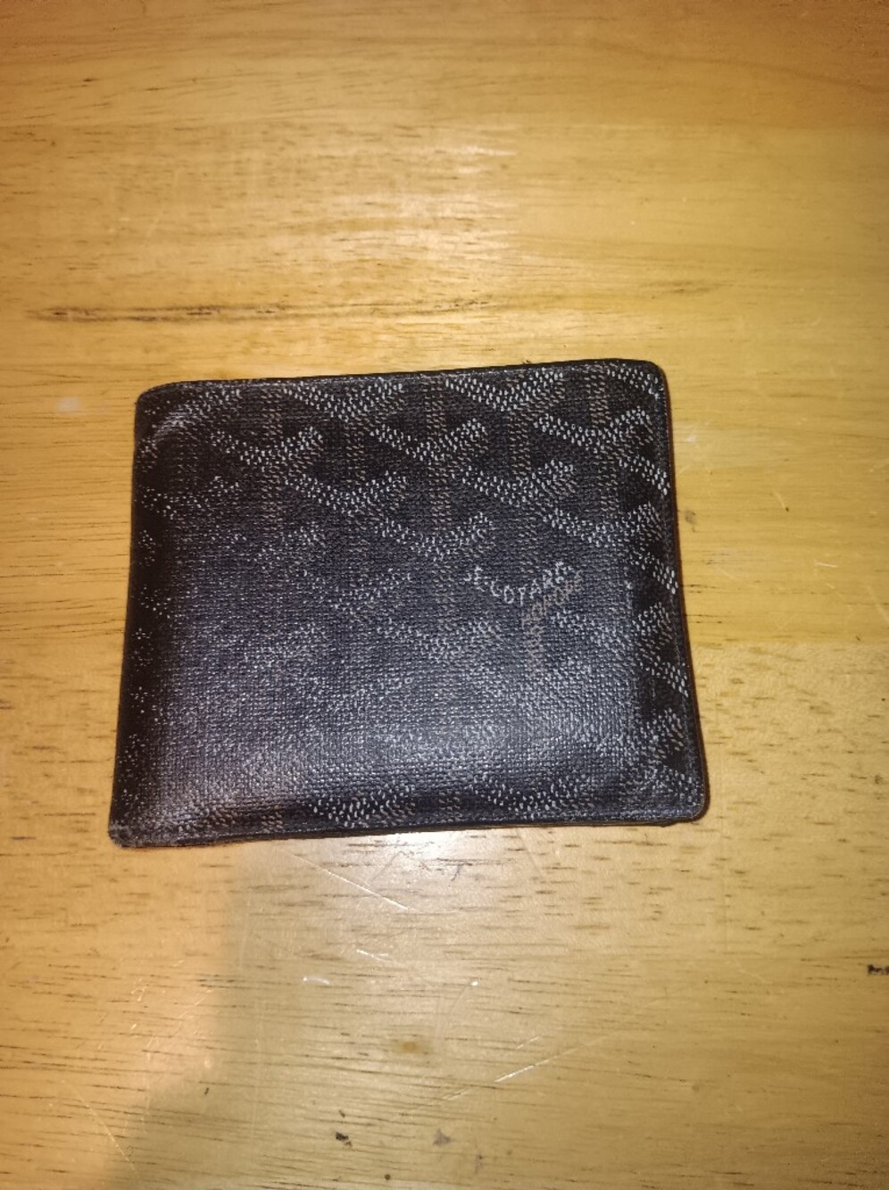 Goyard Black Chevron Monogram Leather Bi-Fold Wallet